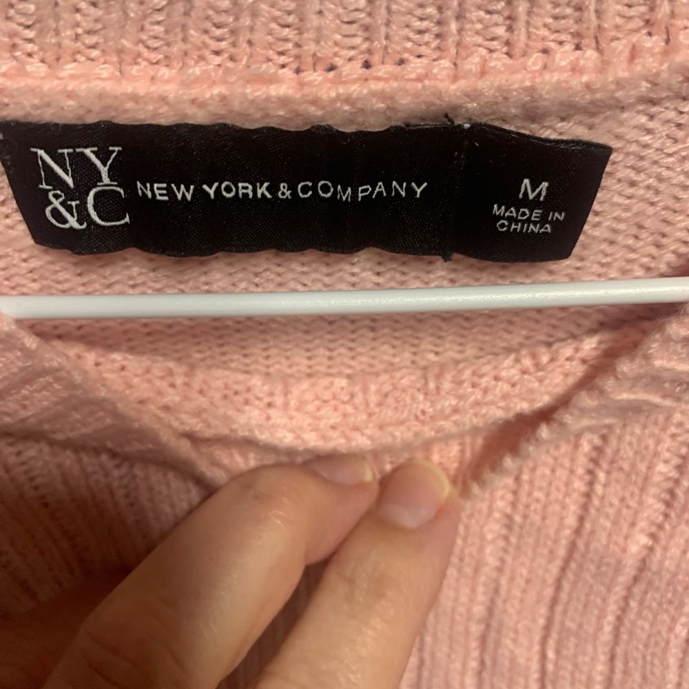 New York & Company Pink Crew Neck Sweater